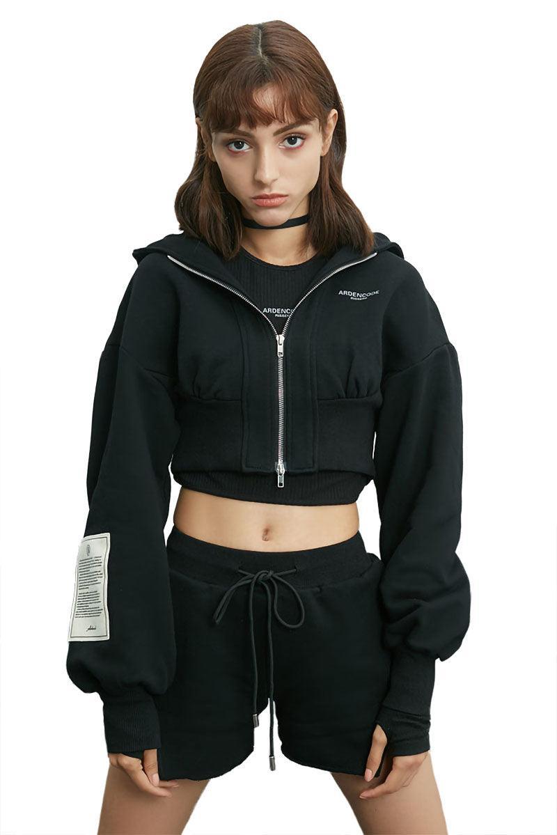 Black Patched Zipper Hoodie – Dose