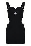 Embroidery Fitted Hollow-Out Dress with Cross Design