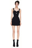 Embroidery Fitted Hollow-Out Dress with Cross Design