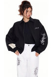 Unisex Loose-Fit Zipper Jacket with Star Moon Ring Print