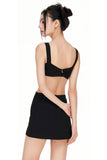 Embroidery Fitted Hollow-Out Dress with Cross Design