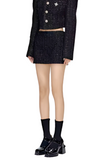 Black Low-Waist Mini Skirt with Cross Design