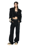 Stitched Tweed Wide-Legged Pants with Cross Design