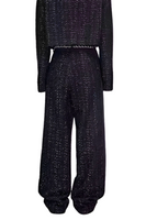 Stitched Tweed Wide-Legged Pants with Cross Design
