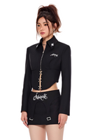 Fitted Short Suit Jacket with Cross Design