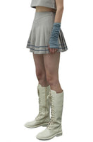 Pleated Reflective Stripes Skirt in Ash Grey - Dose
