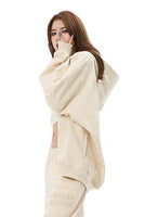 Beige Embroidery Zipper Hoodie - Dose