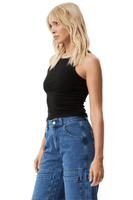 Black Lydia Hemp Ribbed Singlet - Dose