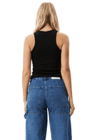 Black Lydia Hemp Ribbed Singlet - Dose