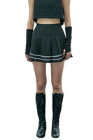 Black Pleated Reflective Stripes Skirt - Dose