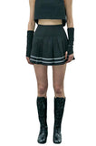 Black Pleated Reflective Stripes Skirt - Dose