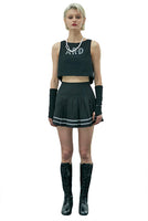 Black Pleated Reflective Stripes Skirt - Dose