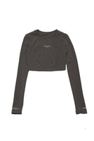 Grey Round-Neck Fitted Crop Top - Dose