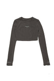 Grey Round-Neck Fitted Crop Top - Dose