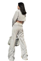 Grey Double Waistband Flared Trousers - Dose