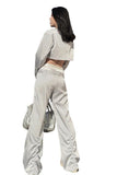 Grey Double Waistband Flared Trousers - Dose