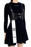 Knitted Dress with Leather Waist Belt in Black - Dose