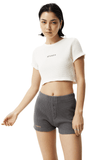 Off White Ari Recycled Waffle Cropped Tee - Dose