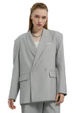 Embroidery Unisex Double Buttoned Blazer in Ash Grey - Dose