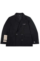 Unisex Embroidery Black Double-Buttoned Blazer - Dose