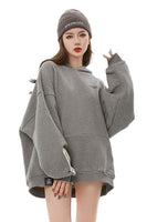 Unisex Grey Oversized Hoodie with Adjustable Length - Dose