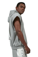 Unisex Grey Patched Hoodie with Removable Sleeves - Dose