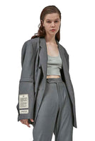 Unisex Grey Patched Jacket with Removable Sleeves - Dose