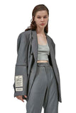 Unisex Grey Patched Jacket with Removable Sleeves - Dose