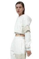 White Badge Cropped Hoodie - Dose